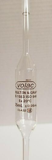 Used Volac 2001-25 Class B 25mL Measuring Pipet