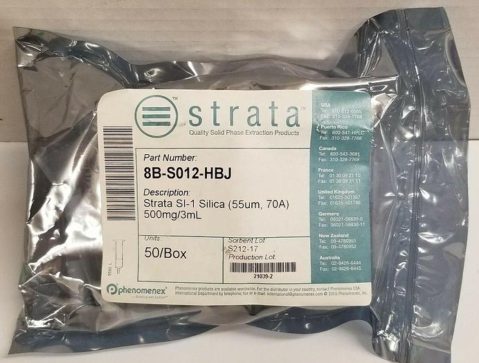 New open box Phenomenex Strata Silica Si-1 Normal Phase SPE Extraction Sorbent (50/Pack)