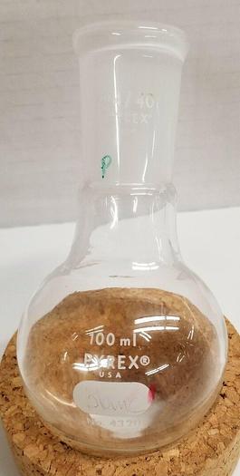 Used Corning PYREX 4320-100 Round Bottom Boiling Flask - 100mL