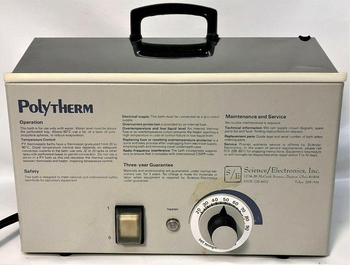 Used Science Electronics PolyTherm PY1(L) Water Bath (4L)