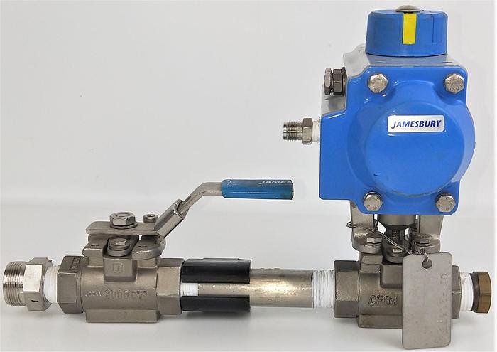 Used Jamesbury Valv-Powr VPVL051 SR4/5 B C Pneumatic Valve Actuator with CF8M Ball Valve