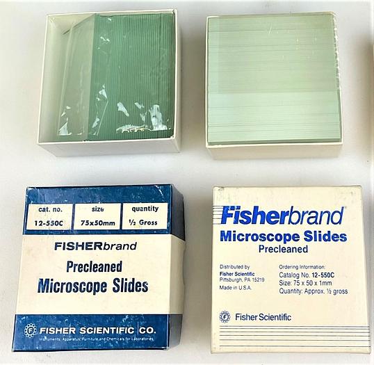 New Fisherbrand 12-550C Microscope Slides - 75mm x 50mm x 1mm