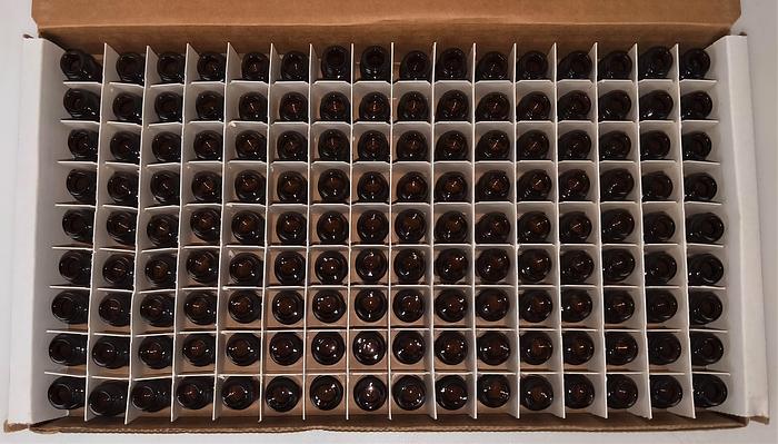 New Open Box Sci-Spec B75962 Amber Vials Without Caps - 15x26mm (Box of 144)