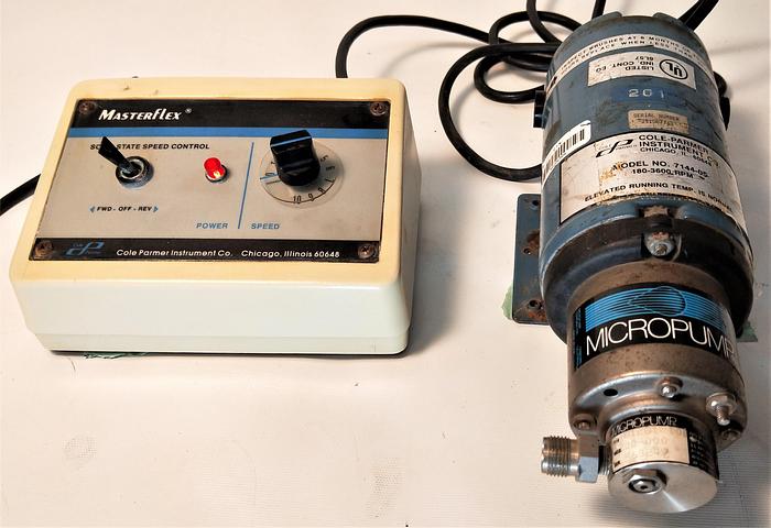 Used Cole-Parmer Masterflex 7144-05 Pump Drive with MICROPUMP 200-000 Head and Speed Control (180-3600rpm)