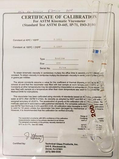 New open box Cannon-Fenske CFRC-200 Certified Routine Viscometer Tube - Size 200