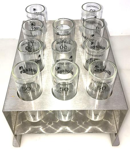 Used Biotage C128511 Evaporation Tube Set with Rack