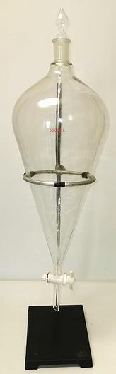 Used 5000 mL Pear-Shaped Separatory Funnel with Ring Support Stand