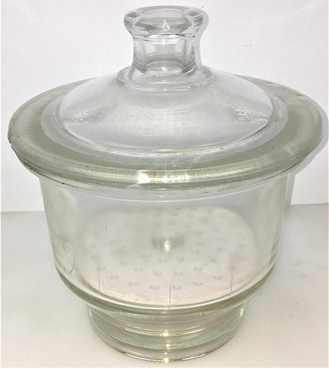 Used Corning PYREX 160mm ID Glass Desiccator with Coors Plate