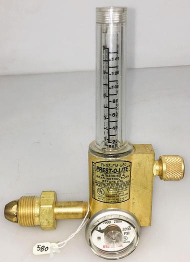 Used Prest-O-Lite R-33-FM-580 Regulator Flowmeter (CGA 580)