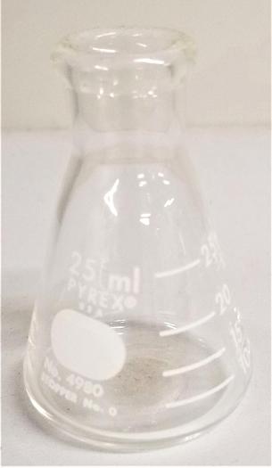 Used Corning PYREX 4980/Kimble KIMAX 26500 Narrow Mouth Erlenmeyer Flask - 25mL