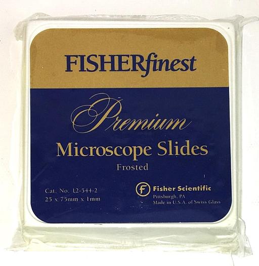 New Fisherbrand 12-544-2 Premium Frosted Microscope Slides - 75mm x 25mm x 1mm