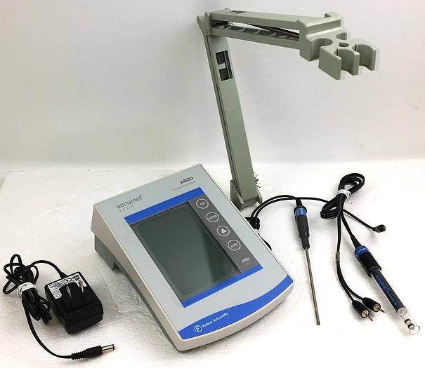 Used Fisher Accumet Basic AB30 Conductivity Meter with Probes and Support Arm