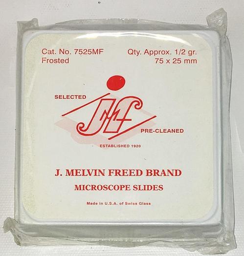 New Melvin Freed 7525MF Frosted Microscope Slides - 75mm x 25mm x 1mm