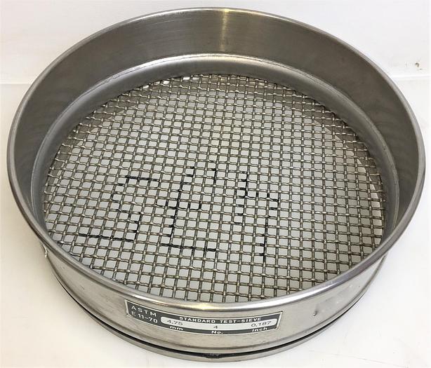 Used ASTM E11-70 Standard #4 Stainless Steel 8" Sieve - 4.75mm