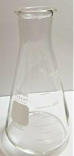 Used Corning PYREX 4980/Kimble KIMAX 26500 Graduated Erlenmeyer Flask - 500mL