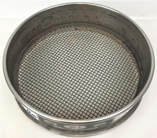 Used Tyler #6 Stainless Steel 8" Sieve (3.35mm)