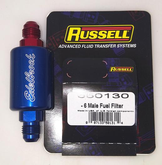 New Open Box Edelbrock/Russell 650130 Anodized Aluminum Fuel Filter