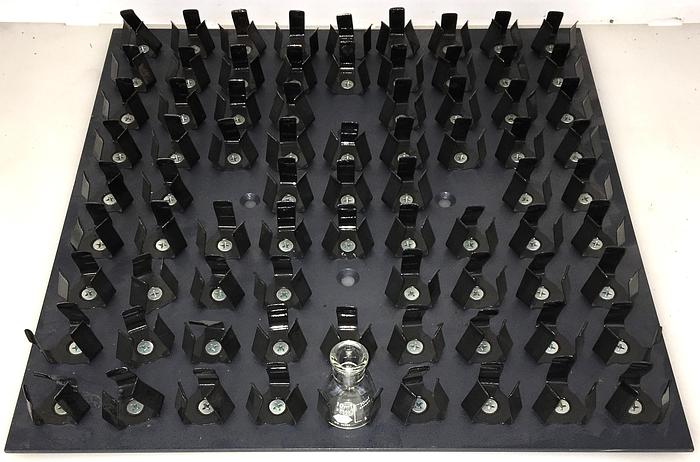 Used Flask Holder Platform Attachment for Shaker with 77 x 10mL Flask Clamps - 14" x 14"