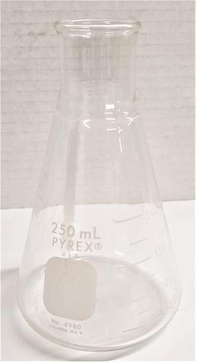 Used Corning PYREX 4980/Kimble KIMAX 26500 Graduated Erlenmeyer Flask - 250mL