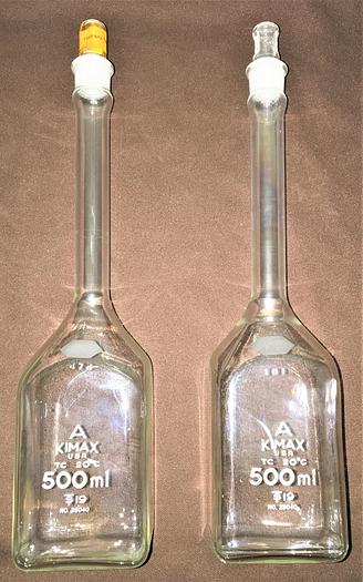 Used Kimble 28040-500 KIMAX Square Volumetric Flask, Class A - 500mL