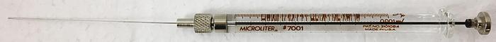 Used Hamilton 80100 Microliter #7001-N Injection Syringe with Knurled Hub - 1 μL