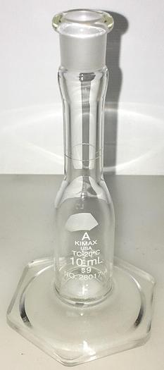 Used Kimble 28017A-10 KIMAX Micro Volumetric Flask with Stopper, Class A - 10mL