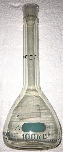 Used Corning PYREXPlus 65640-100 Coated Volumetric Flask, Class A - 100mL