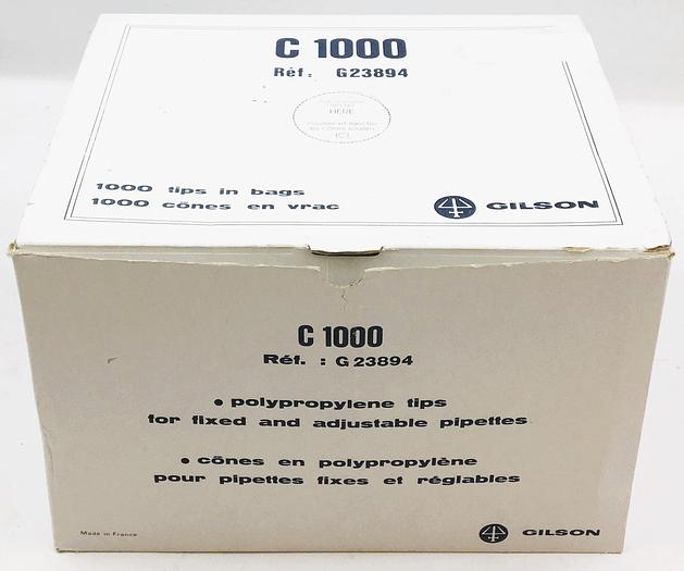 New Open Box Gilson C1000 Pipette Tips - 100 to 1000 µL (Box of 500 Tips)