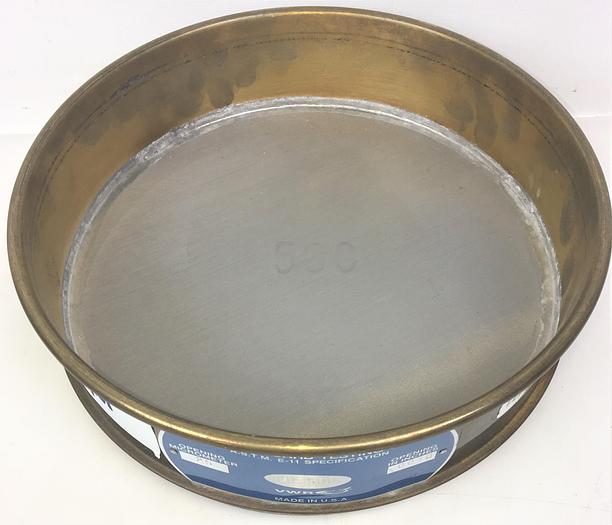 Used VWR #500 Brass-Stainless Steel 8" Sieve (25μm)