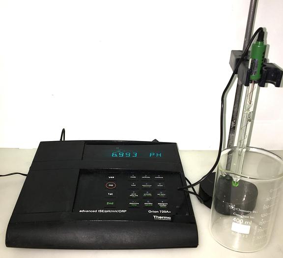 Used Thermo Orion 720A+ pH-ISE-ORP Meter with New pH Electrode and Support Stand