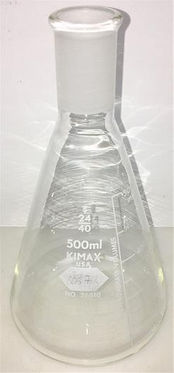 Used Kimble 26510-500 KIMAX Narrow Mouth Erlenmeyer Flask with 24/40 Joint - 500mL