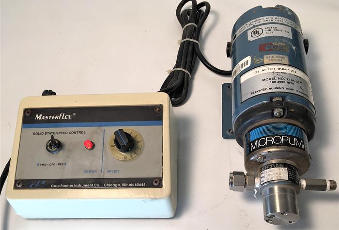 Used Cole-Parmer Masterflex 7144-05 Pump Drive with MICROPUMP Head and Speed Control (180-3600rpm)