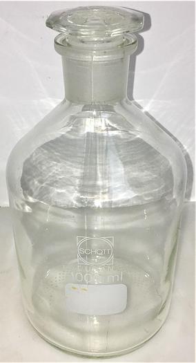 Used Schott Duran 21-165-54-04 Narrow Neck Reagent Bottle with Stopper - 1L