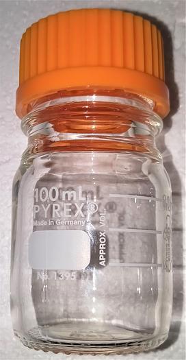 Used Corning PYREX 1395 / Kimble KIMAX 14395 Graduated Media Bottle - 100mL