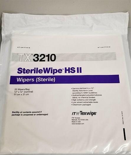 New ITW Texwipe SterilWipe HS II TX3210 Sterile Wipers - 12" x 12" (Pack of 20 Wipes)